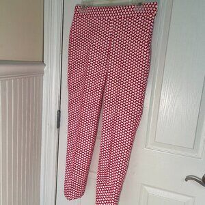 Talbots Womens Size 2 Chatham Straight Leg Side Zip Red/White Ankle Pants